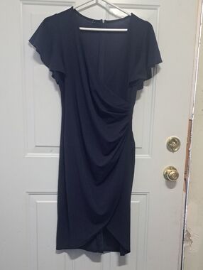 Elegant Navy Blue Draped Dress